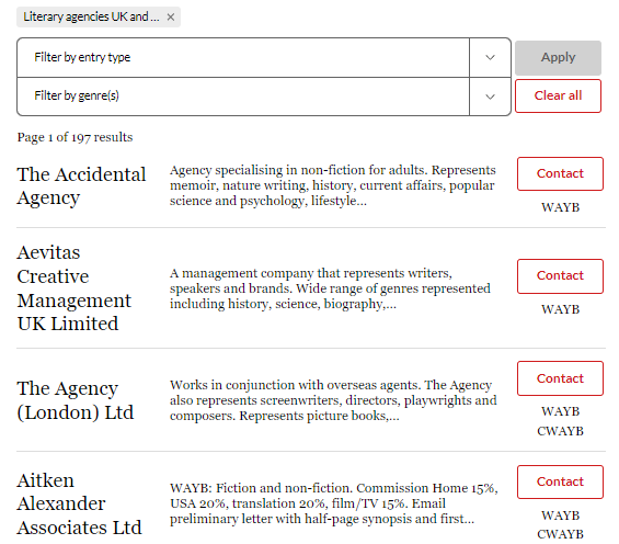 Listings - search results display
